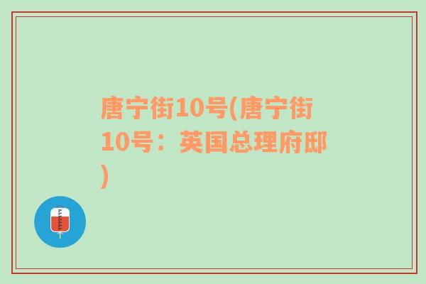 唐宁街10号(唐宁街10号：英国总理府邸)