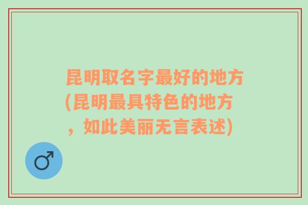 昆明取名字最好的地方(昆明最具特色的地方，如此美丽无言表述)