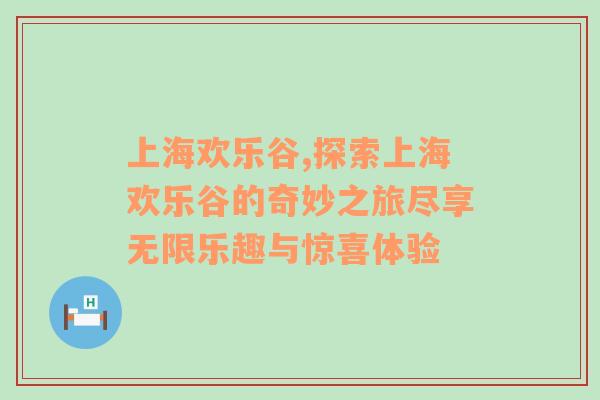 上海欢乐谷,探索上海欢乐谷的奇妙之旅尽享无限乐趣与惊喜体验