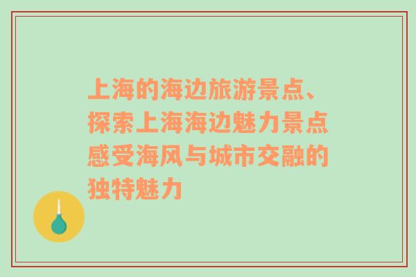 上海的海边旅游景点、探索上海海边魅力景点感受海风与城市交融的独特魅力