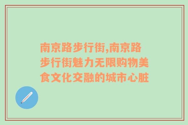 南京路步行街,南京路步行街魅力无限购物美食文化交融的城市心脏