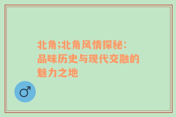 北角;北角风情探秘：品味历史与现代交融的魅力之地